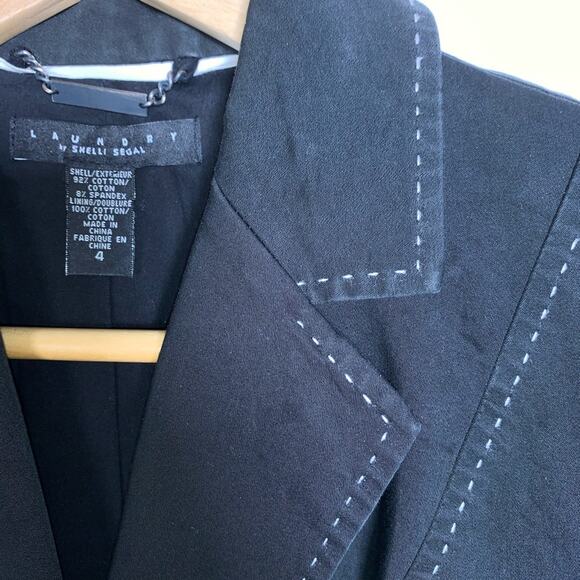 Laundry black blazer suit jacket with white stitching size 4 - Picture 2 of 3